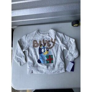 Bluey & Bingo Christmas Sweatshirt Toddler Size 4T Grey Holiday